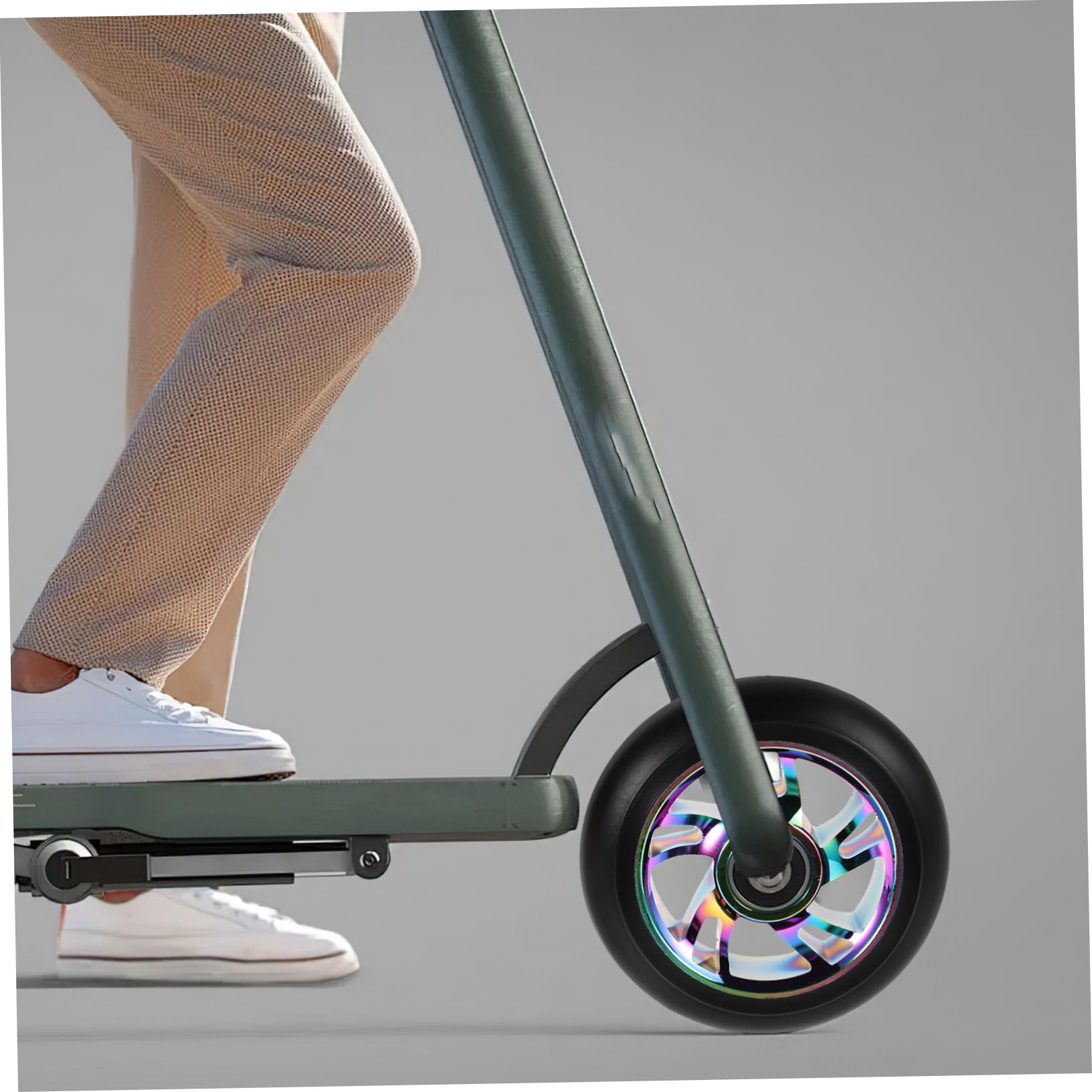 WOONEKY 2pezzi Ruote Anteriori per Scooter Illuminato LED Mozzo per Scooter di Ricambio Ruote Posteriori per Monopattino Luci Sostituzione della Ruota in Lega di Alluminio