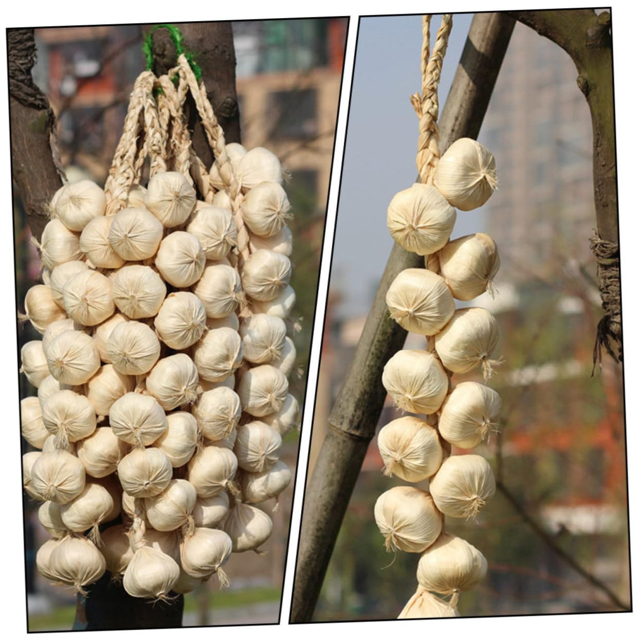 PRETYZOOM 4pcs Simulated Garlic Hanging Skewers Wall Hanging Decor Chinese New Year Ornaments Realistic Garlic Ornaments Onion Plants Harvest Decor Fruit White Fake Vegetables Foam