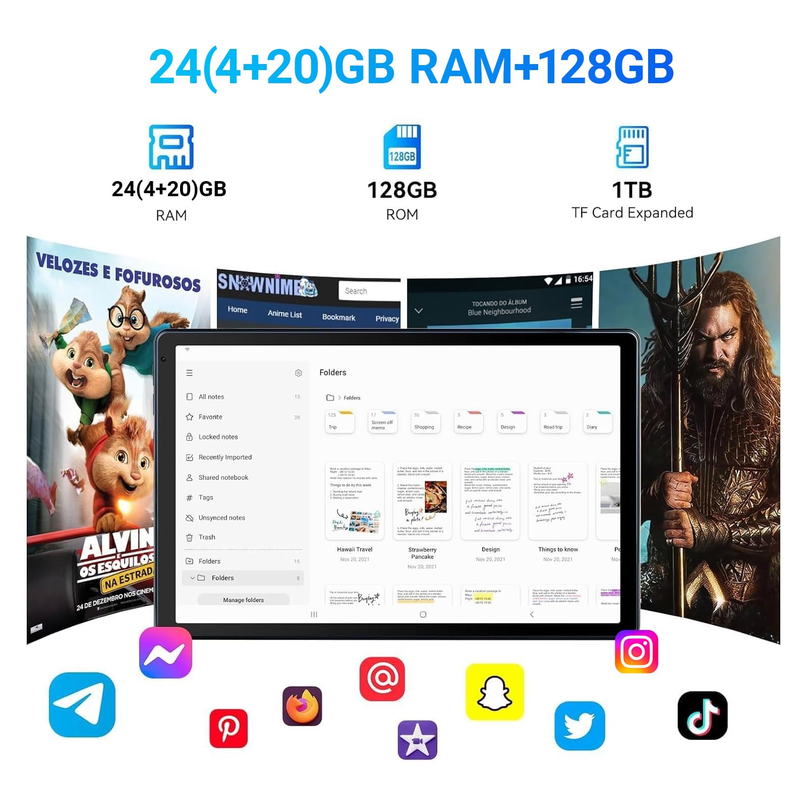 Jeazans Tablet 10 inch, Android 15 Tablets with 24GB RAM 128GB ROM (1TB Expandable), Octa Core Processor, 1280x800 HD IPS Display, 5000mAh, Android Tablet for Gaming/Work/Entertainment - 3