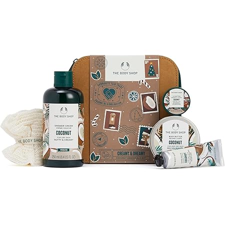 The Body Shop Creamy & Dreamy Coconut Essentials Gift Set – Hydrating & Rejuvenating Skincare for Very Dry Skin – Vegan – 5 Items