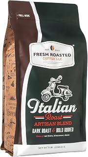 Fresh Roasted Coffee Italian Roast Whole Bean 5 lb - Dark Bold Artisan Blend, Kosher, USA Roasted