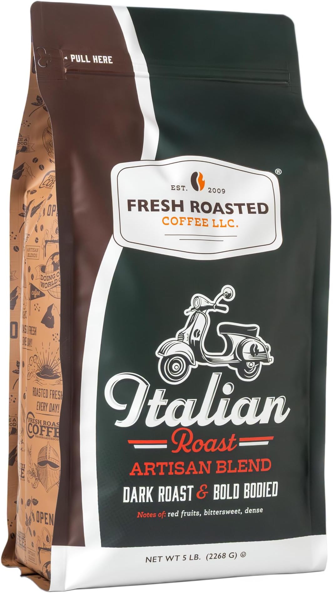 - Fresh Roasted Coffee, Italian Roast Whole Bean Coffee, Dark Roast, Kosher, 5 lb (80 oz)