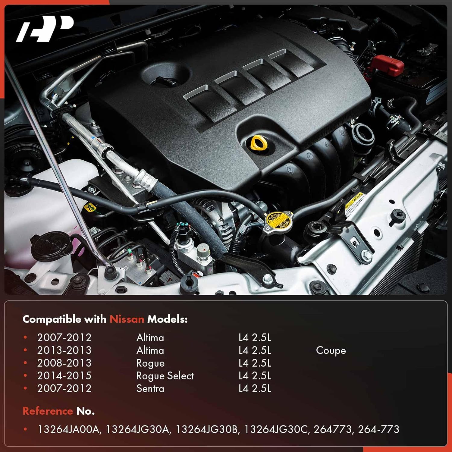 A-Premium Upgraded Aluminum Engine Valve Cover with Gasket, Bolts and Oil Filler Cap Compatible with Nissan Altima 2007-2013, Rogue 2008-2013, Sentra 2007-2012, Rogue Select 2014-2015, 2.5L