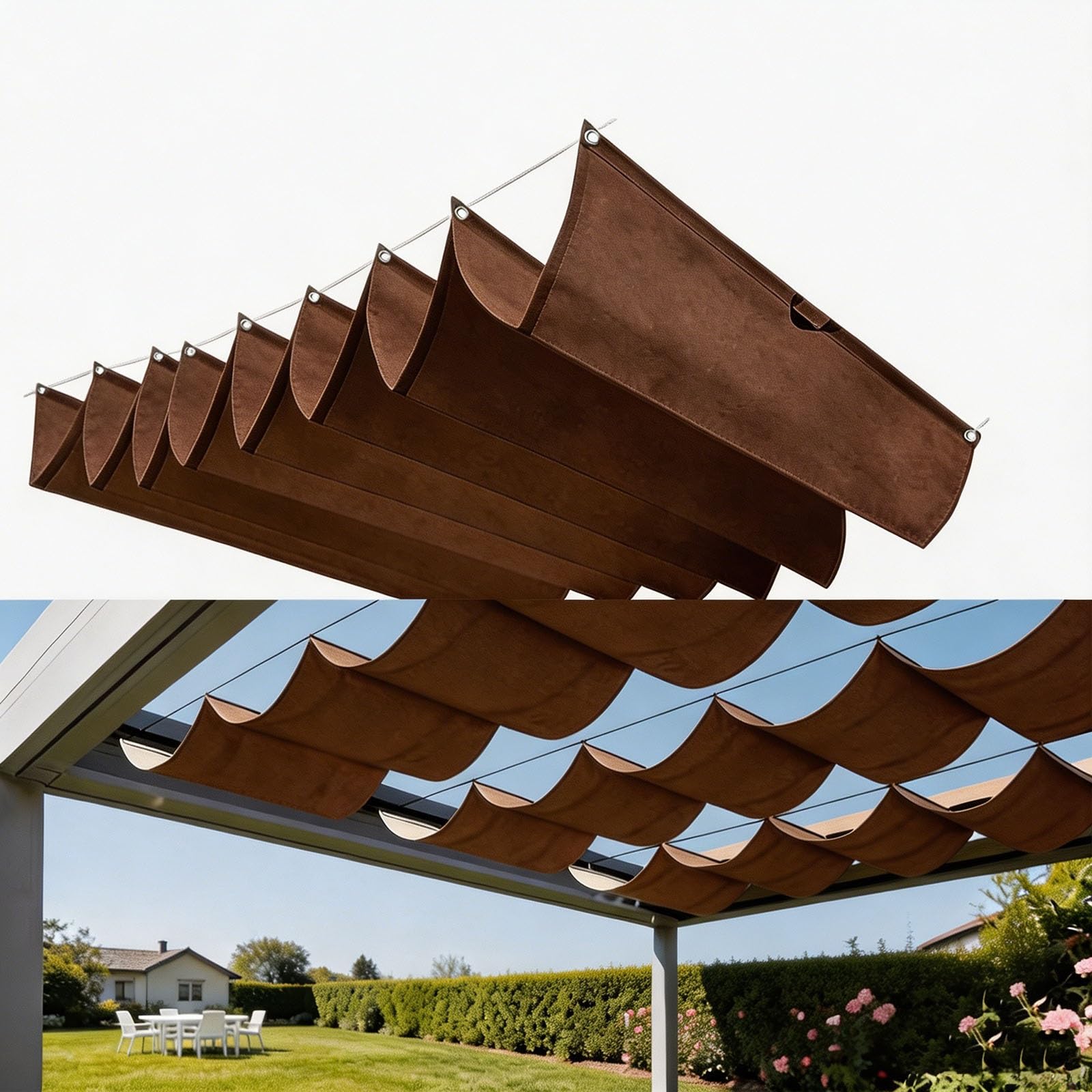 Voile d'ombrage pour terrasse et jardin abri de repas extérieur brun 250x550