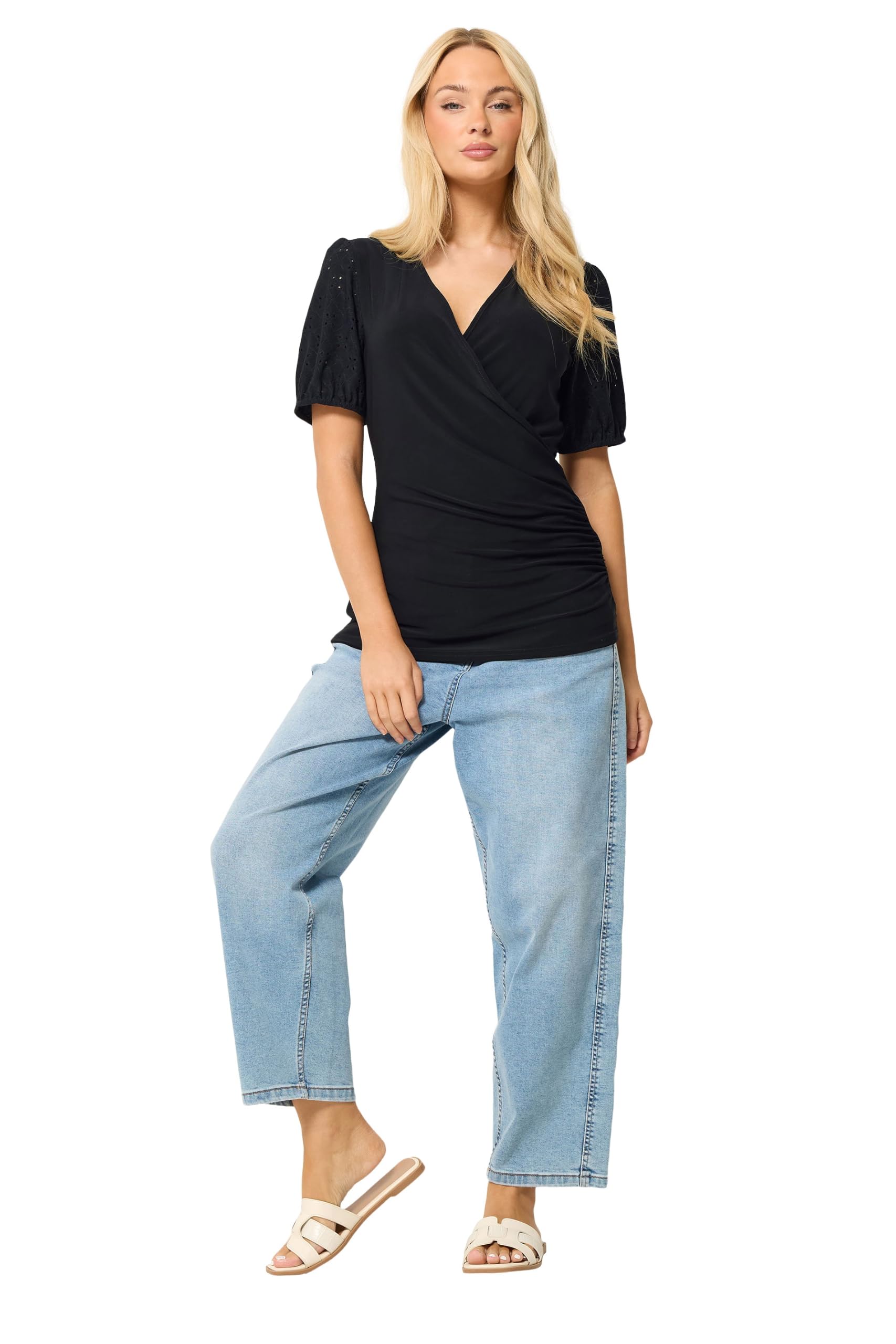 M&Co - Women's - Wrap Top - Short Sleeve - Black - Size 16