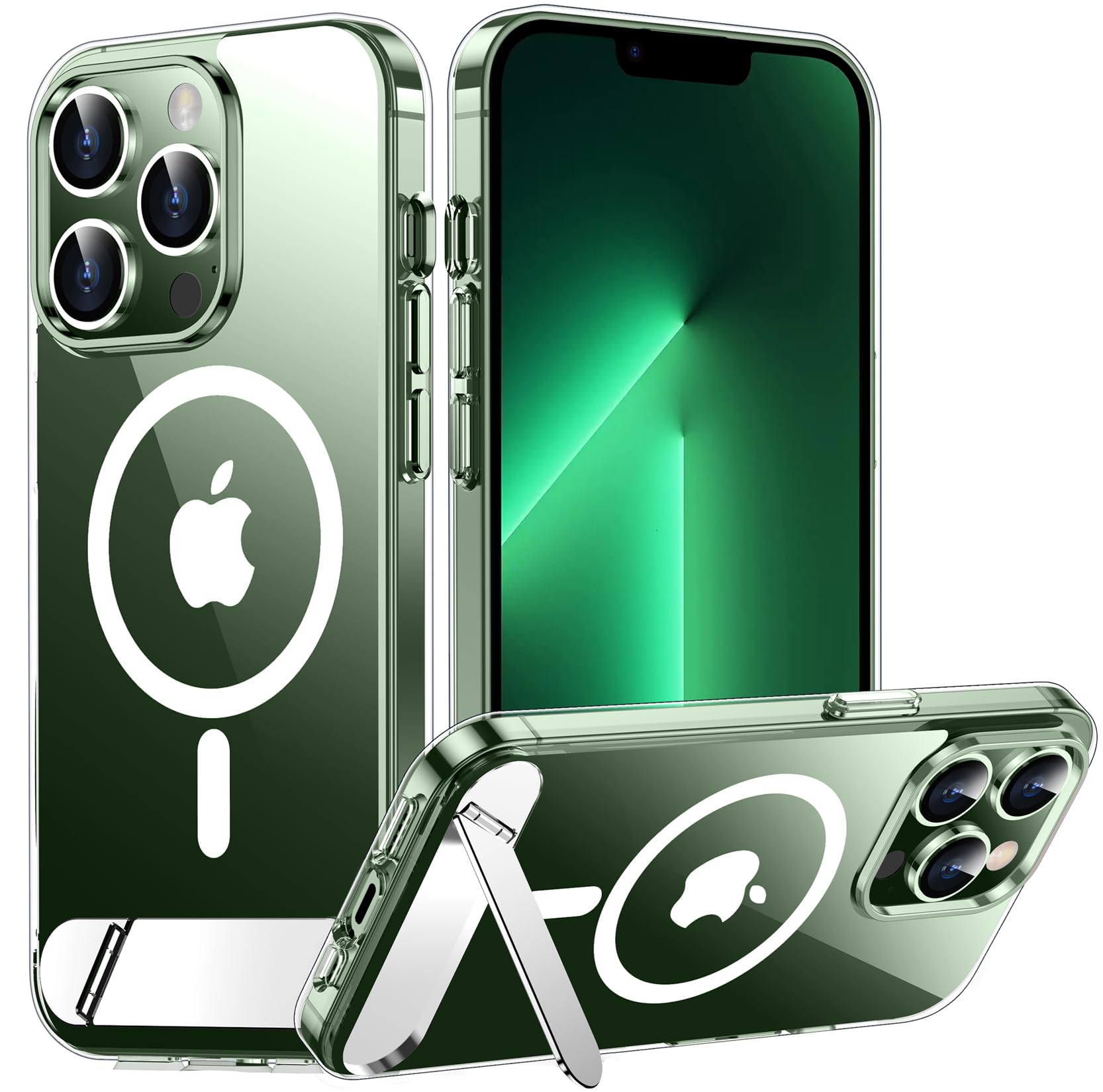 Temdan Magnetic Compatible with iPhone 13 Pro Max Case, [Built-in Invisible Kickstand][Compatible with MagSafe] [Military Grade Shockproof] Slim Thin Phone Case for iPhone 13 Pro Max 6.7"