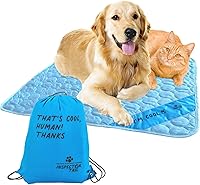 InspectorTail Self-Cooling Dog Mat with Free String Bag - Washable Portable Cooling Pad for Indoor Outdoor Kennel Sofa Car Blue Multiple Sizes