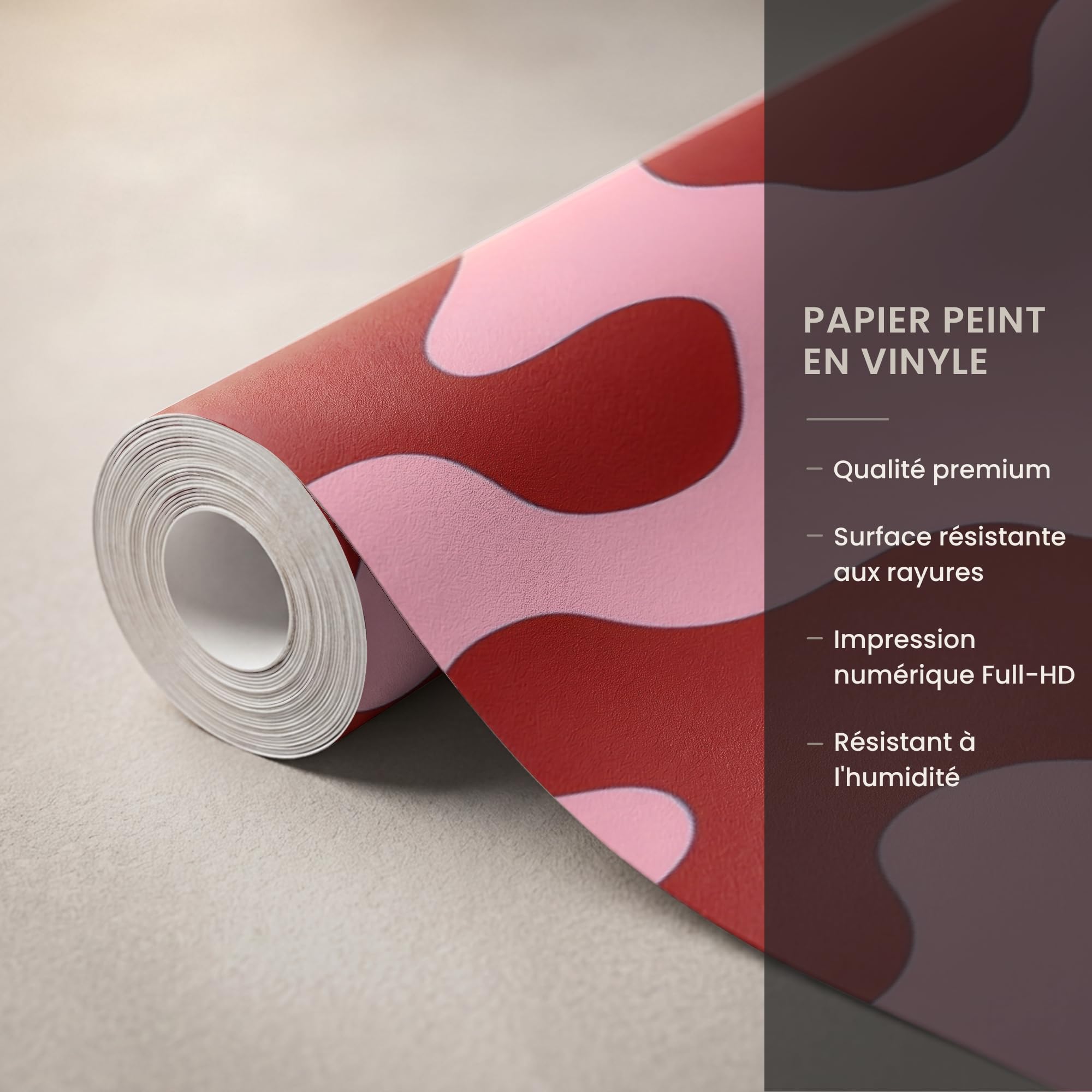 Papel Pintado Vinilico 300x300 cm Primera Calidad Papeles Pintados De Pared Pour Salon Dormitorio Decorativo Wallpaper Cocina Moderno - Abstracto - Rojo