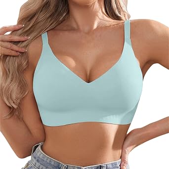 Aniywn Womens Bras Push Up Full Coverage No Underwire Seamless V Neck Push Up Bra Ultra Soft Comfortable Supportive Bratop