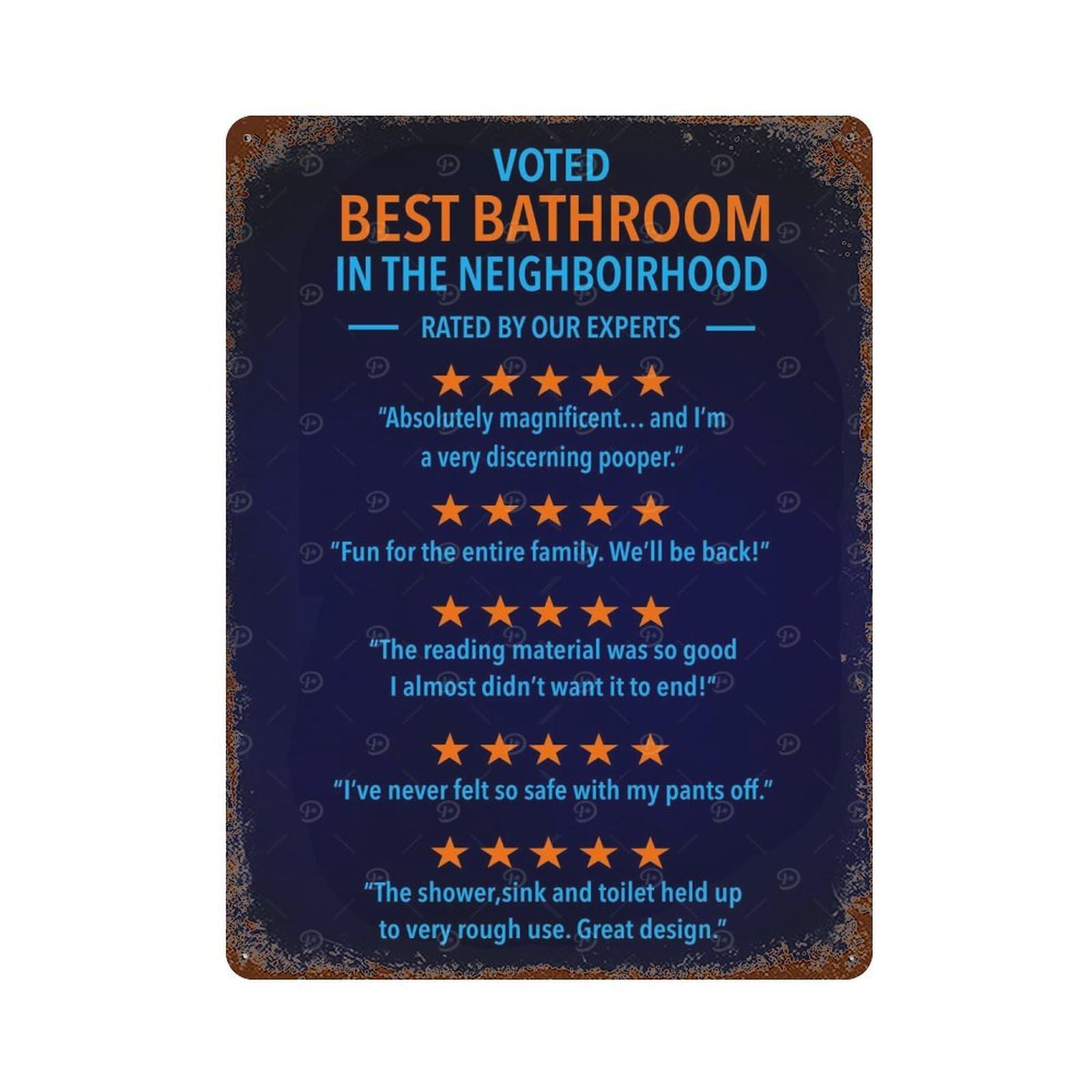 Bathroom Rating Aged Metal Wall Plaque 15.7"x11.8", Industrial Home Decor for Pub, Kitchen And Man Cave Decor