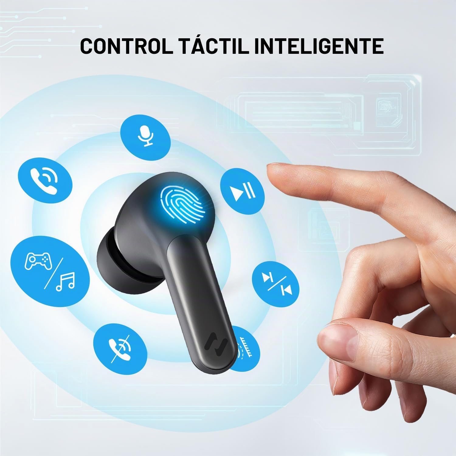havit NC01T Cancelación activa de ruido auriculares sin blancos, 4 micrófonos ENC AI Llamada Inalámbrica Bluetooth Cancelación de ruido 40H Tiempo de reproducción 7 ecualizadores preestablecidos a