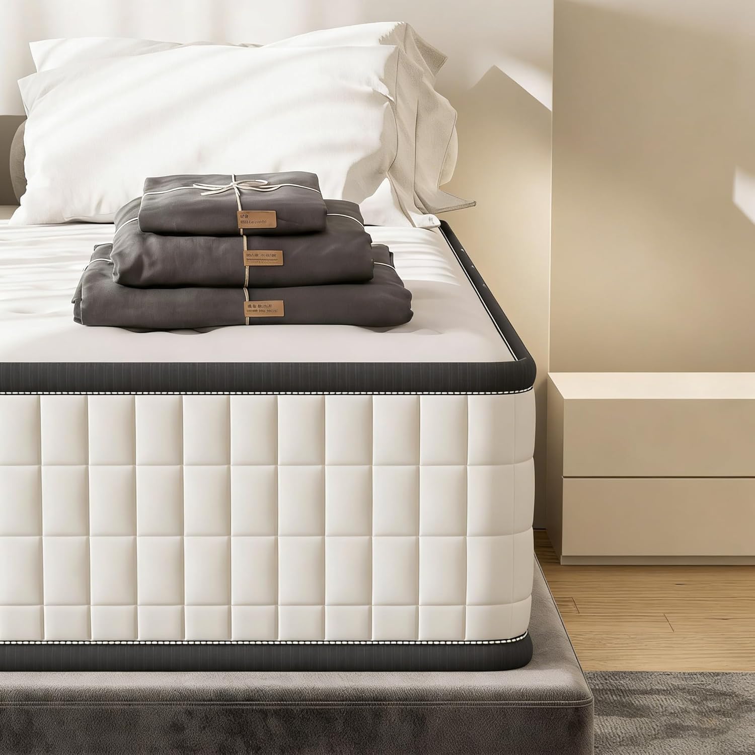 TEENO Matelas 140x200,et Parure de lit 4 pièces,Mousse 22 cm | Mousse A Mémoire Matelas Parfait Soutien Haute Resilience Ultra Respirante,réversible à Deux Faces