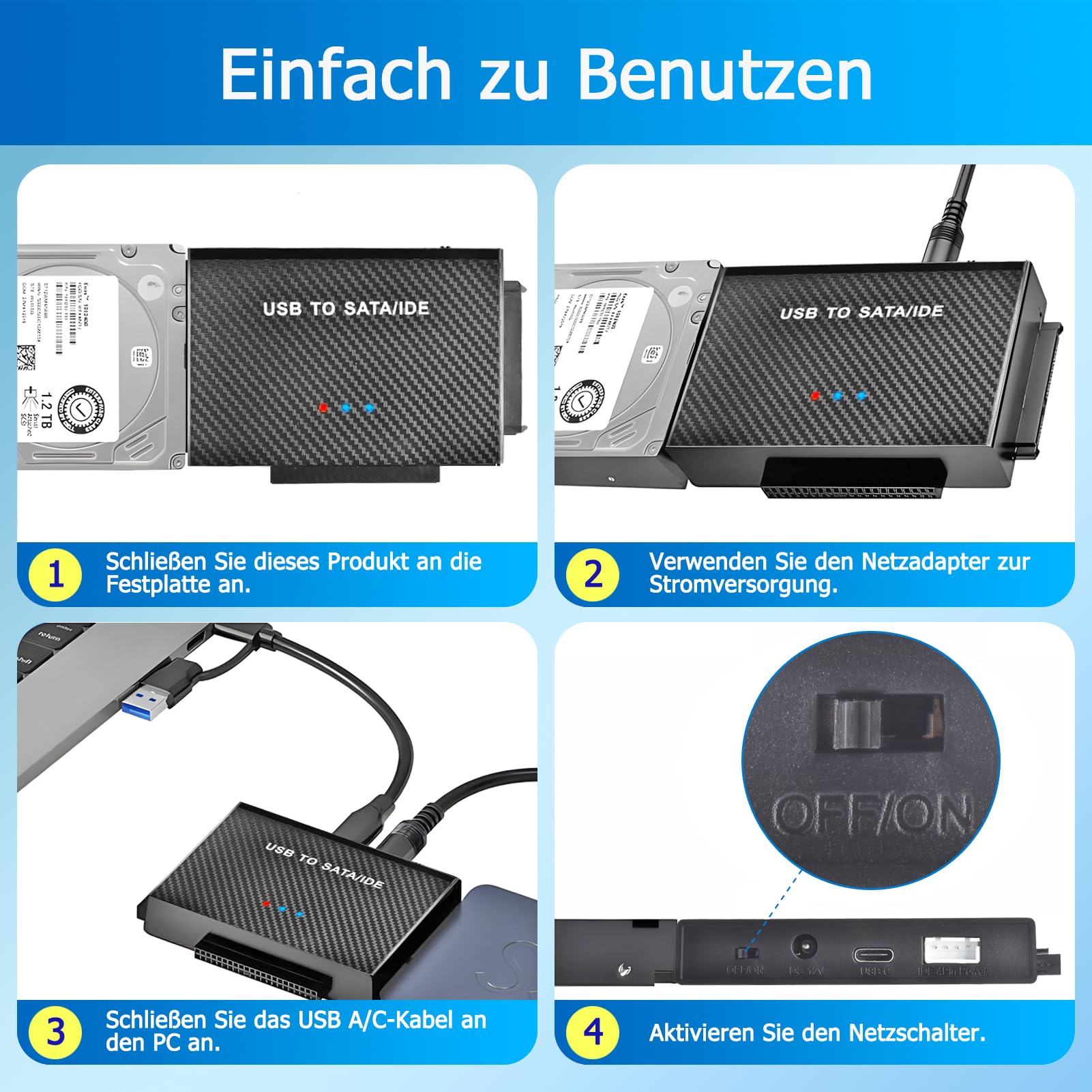 Amtake USB 3.0 naar IDE/SATA harde schijf adapter voor 2,5 inch en 3,5 inch harde schijven, HDD/SSD-adapter, USB SATA-converter, compatibel met Windows 10/8/7/XP/Vista, Mac OS, Linux enz. (met bron Amtake USB 3.0 naar IDE/SATA harde schijf adapter voor 2,5 inch en 3,5 inch harde schijven, HDD/SSD-adapter, USB SATA-converter, compatibel met Windows 10/8/7/XP/Vista, Mac OS, Linux enz. (met bron