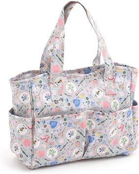 Hobby Gift Medium Knitting Bag - Travel Tote Craft Bags with Compartments, Crochet Bag Organiser for Cross Stitch, Yarn, Embroidery, School Crafting, Art Projects - 13 x 34.5 x 29cm, Homemade