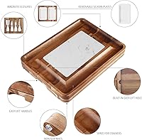 Vista 4 de hecef Juego de tablas de queso de madera de acacia, tabla grande para charcutería con juego de cuchillos de acero inoxidable, servidor de madera