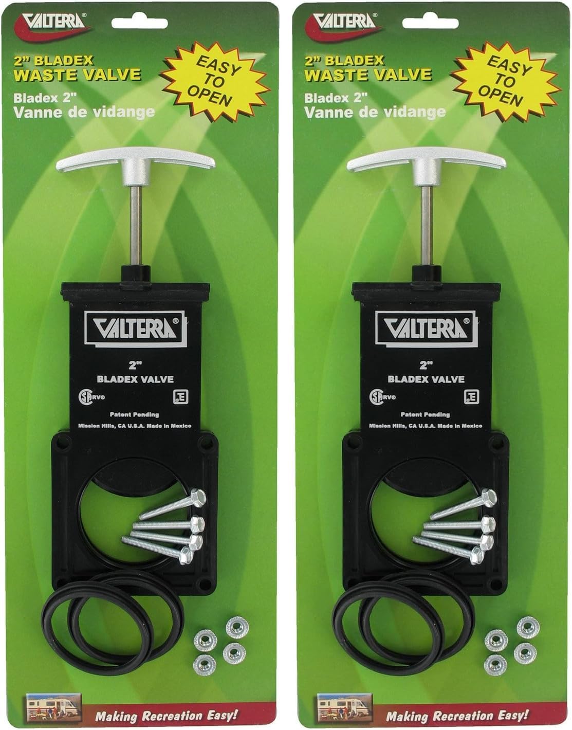 Valterra T1002VPM Bladex 2" Waste Valve Body with Metal Handle, Black (Pack of 2)