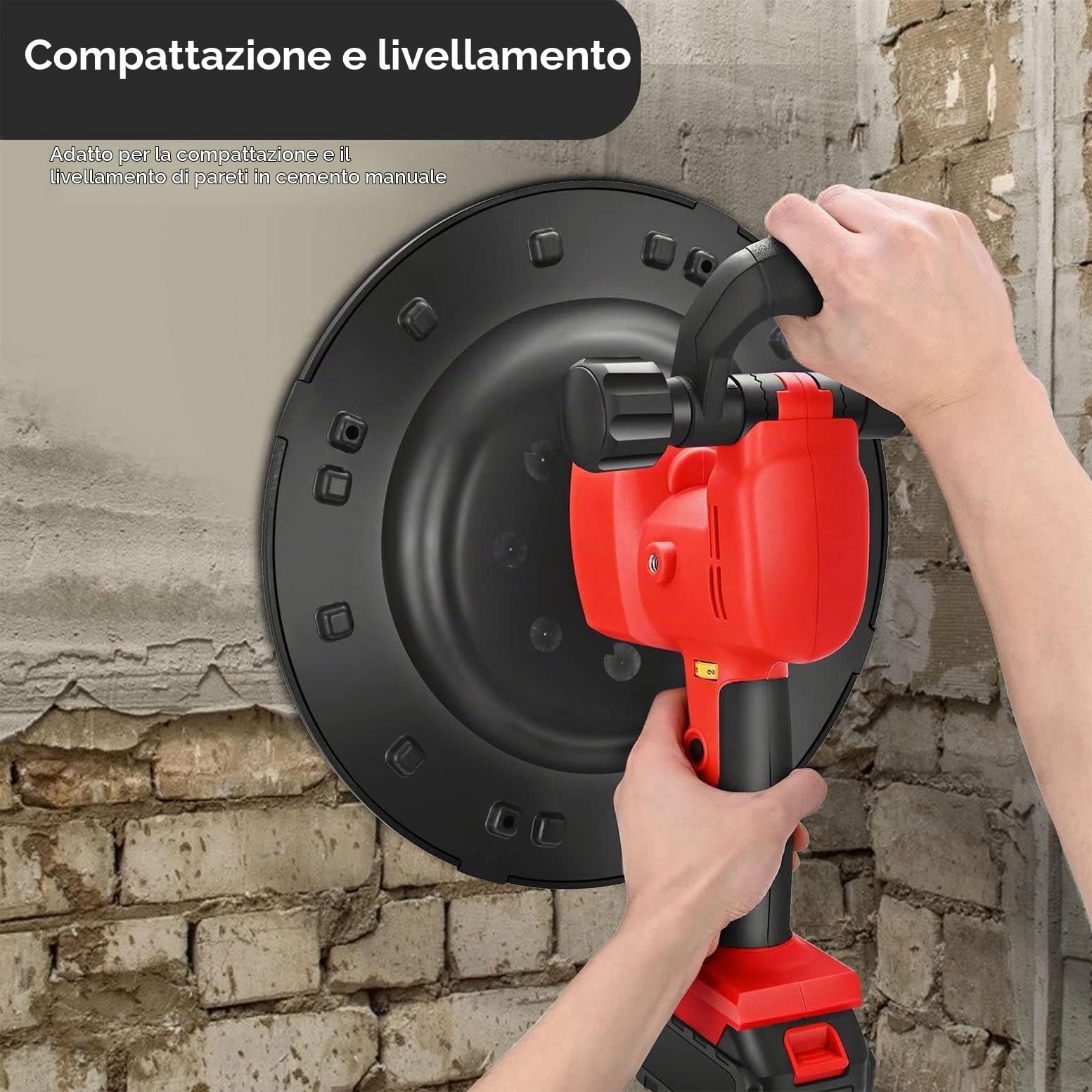 Cazzuola Elettrica per Cemento E Cemento con Batteria al Litio Senza Spazzole, 48v 1680w Cazzuola per Pavimenti in Cemento Manuale Muratori Cazzuola per Intonaco Strumento,2X2500MAH