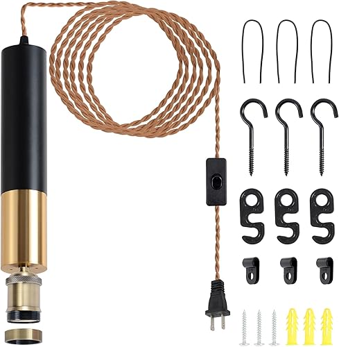 Miniatura 11 de Lámpara de iluminación de granja nórdica de 13.8 pulgadas, lámpara de techo industrial moderna, altura de tubo recto ajustable, color cobre Color