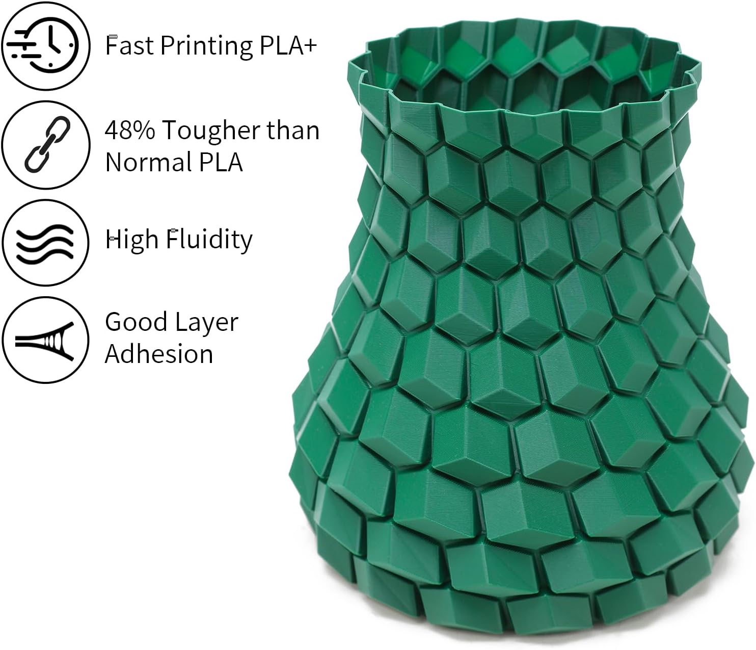 INLAND High Speed PLA+ 3D Printing Filament 1.75mm - Fast Printing PLA Pro Dimensional Accuracy +/- 0.03 mm - 1kg Cardboard Spool (2.2 lbs) (1 Pack Forest Green)