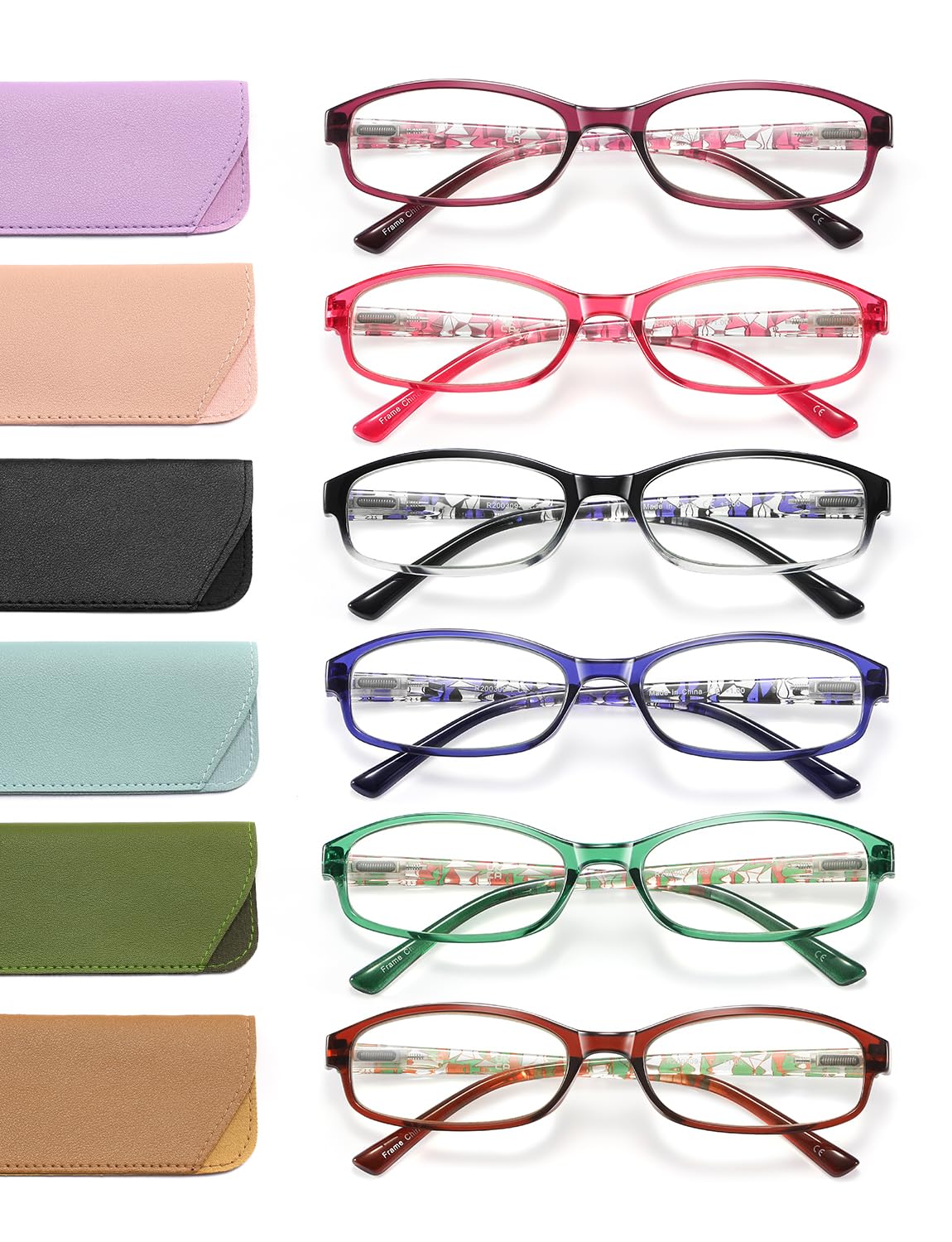 Occhiali da lettura da donna, 6 pezzi, occhiali da lettura alla moda con cerniera a molla UV