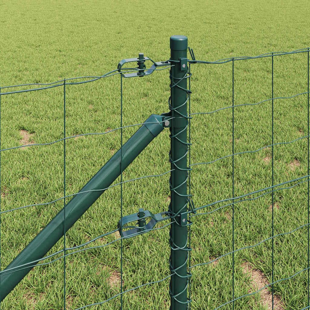 Valla con postes verde 0,4 x 10 m, valla europea de acero y PVC, juego de valla de jardín con alambre tensor y accesorios, valla de malla de alambre para jardín, terraza, recinto para