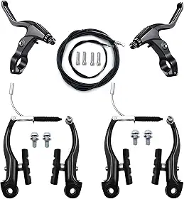 Conjunto de freio de bicicleta tipo V, freio MTB dianteiro e traseiro universal completo, freios de bicicleta, cabos internos e externos, inclui pinças de alavanca de freios, chaves