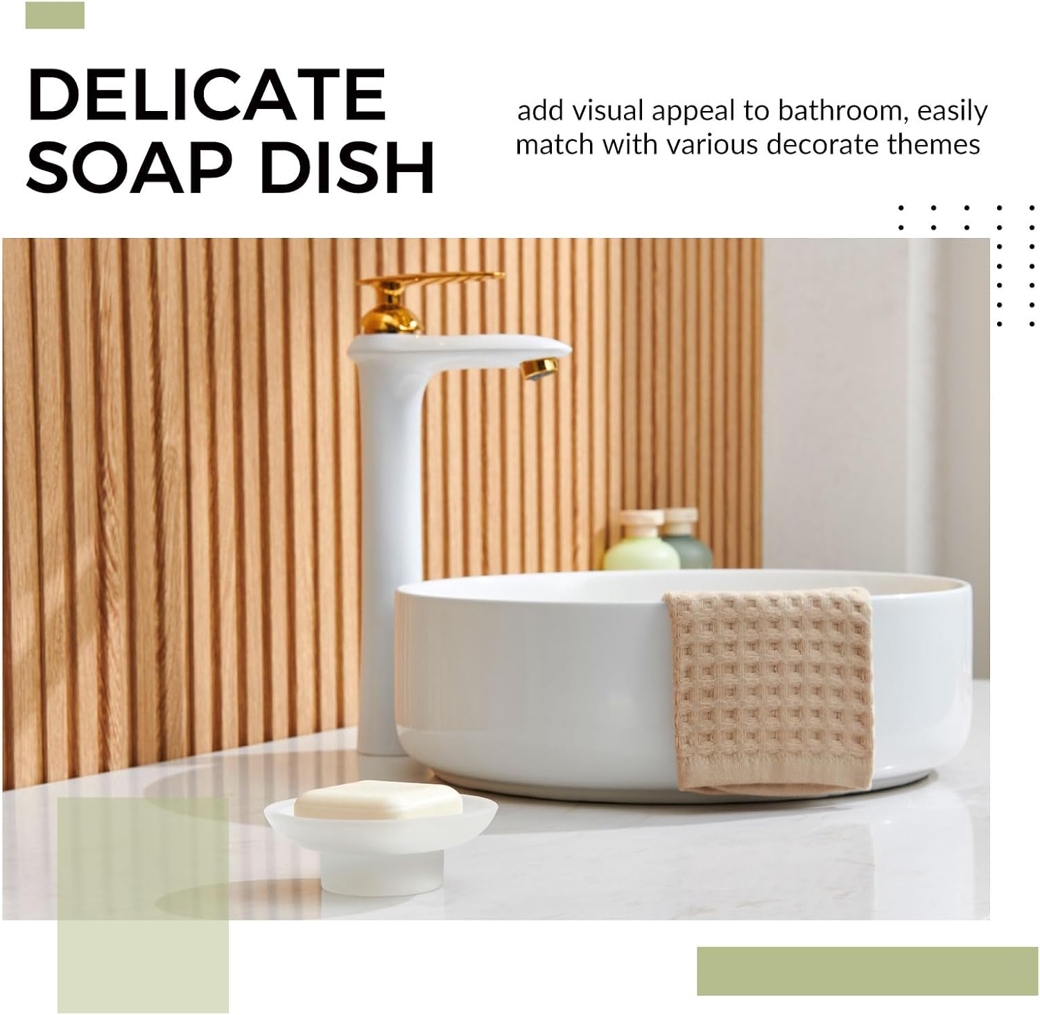 Aomasi Glass Round Soap Holder for Bathroom Shower Sink, Frosted image 3