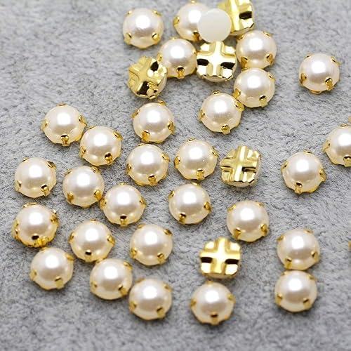 Miniatura 7 de 200 cuentas de perlas para coser, perlas para coser para ropa, manualidades con garra plateada, cuentas semicirculares para coser perlas blancas