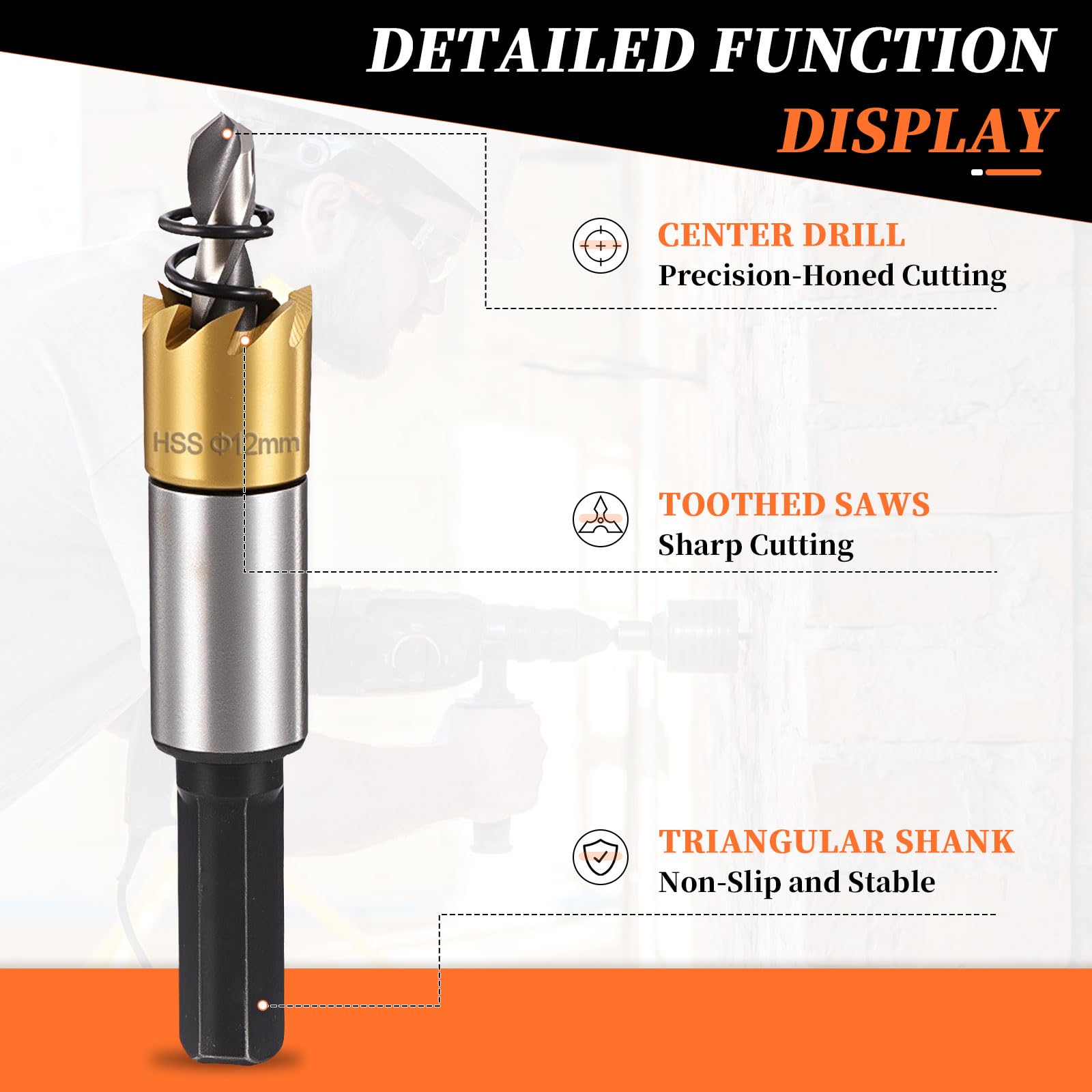 METALLIXITY Hole Saw 25.5mm (1"), 4341 High Speed Steel Hole Cutter with Center Drill Bit, Hex Key and Spring - Image 3