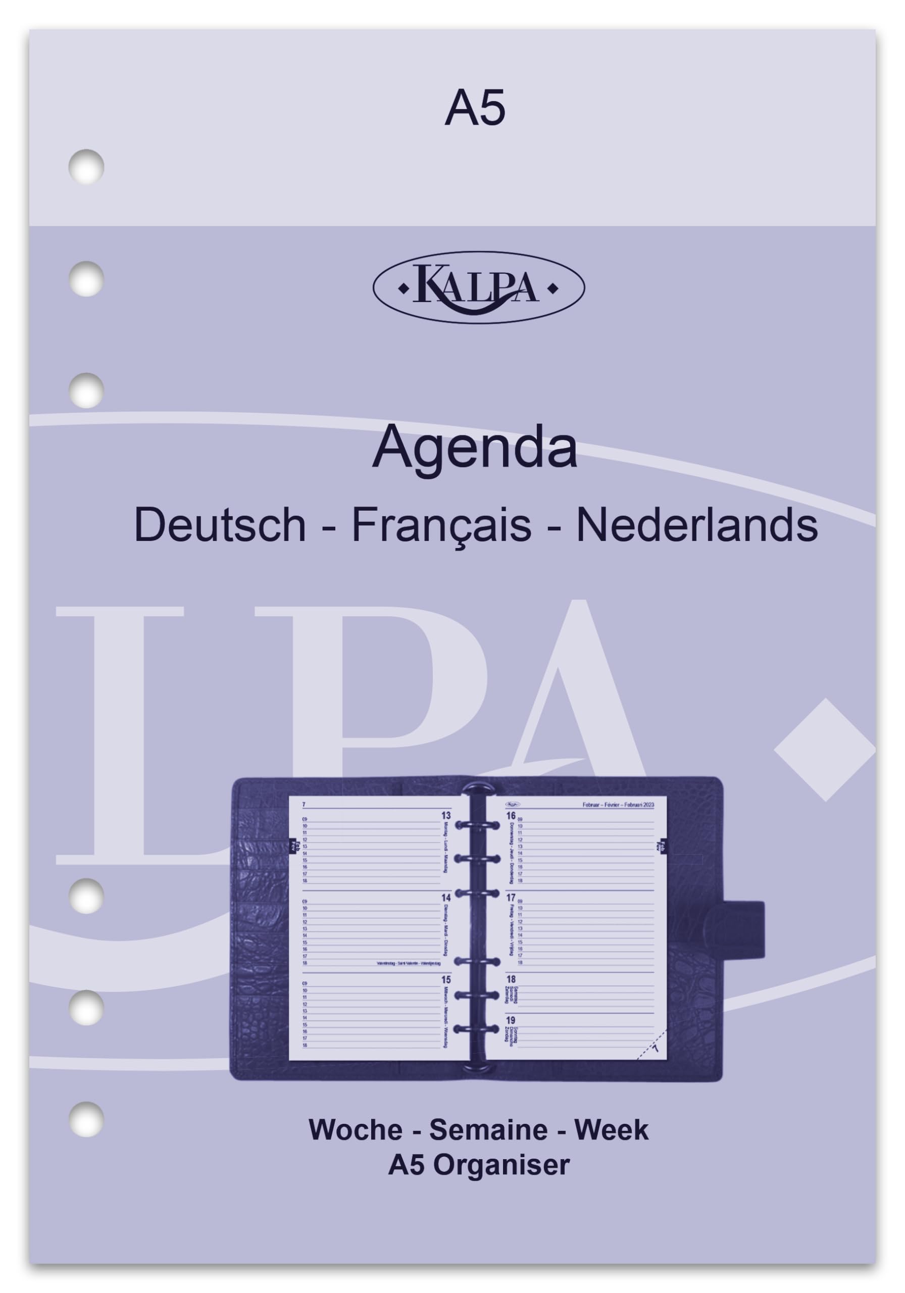 A5 Ring Binder Agenda Inserts Weekly DE FR NL 2024