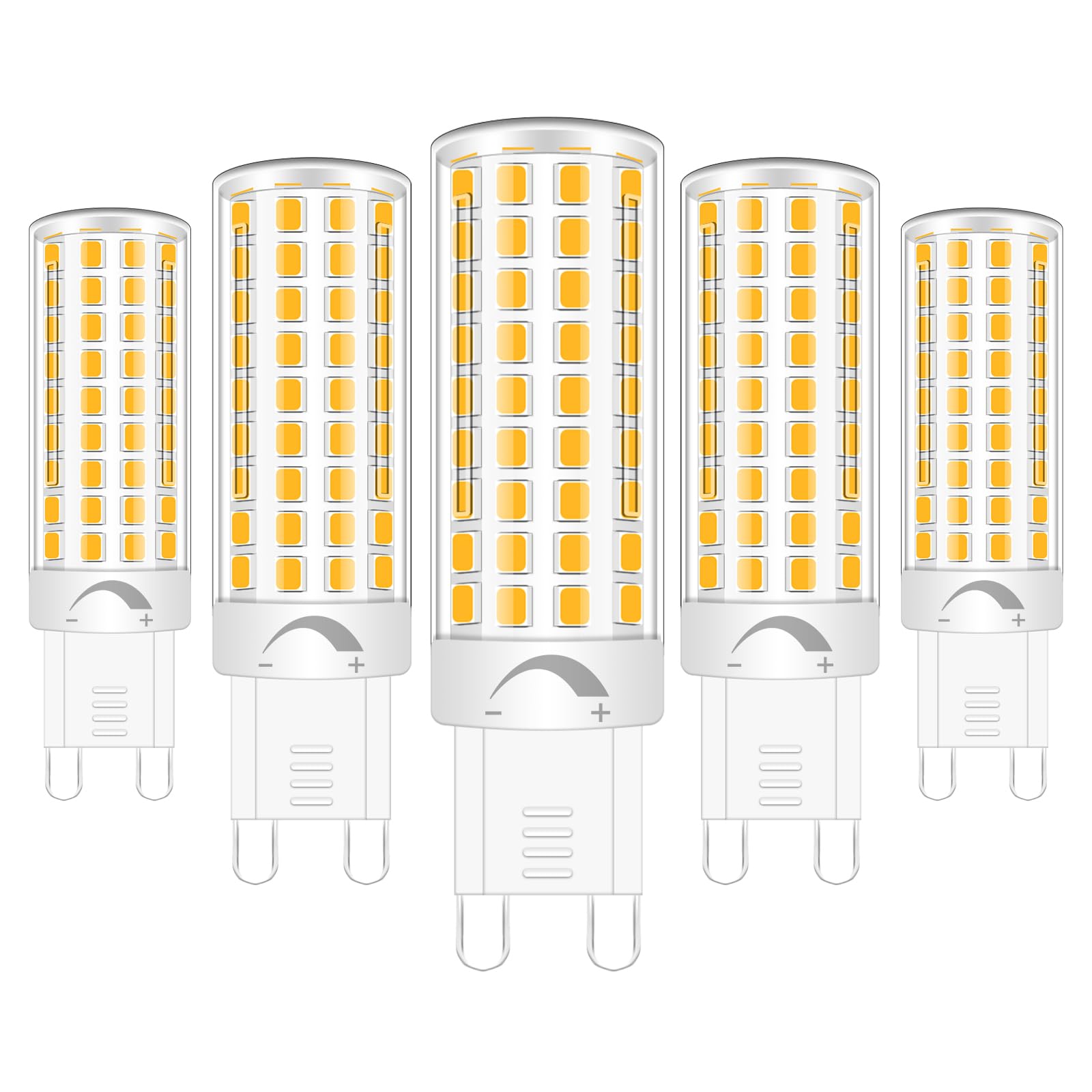 ZHENMING G9 Led Bulbs Dimmable Warm White 6W 60W Halogen Bulb Replacement 806LM 220V-240V for Dimmable Lights Crystal Chandelier Living Room Bedroom Lights, 5-Pack