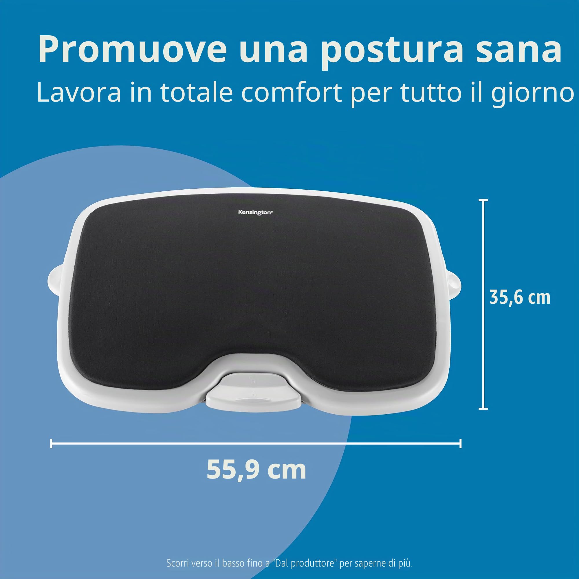 Kensington Smartfit K56144USF - Poggiapiedi regolabile in altezza e angolo in memory foam, poggiapiedi antiscivolo per scrivania da ufficio, colore: bianco/nero