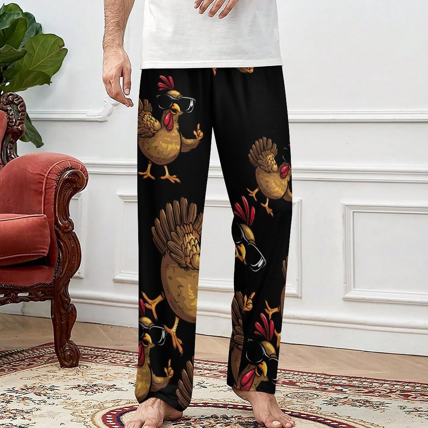 Funny Turkey Thanksgiving Men's Pajama Pants Soft PJ Bottoms Casual Sleepwear Lounge Pant for Home