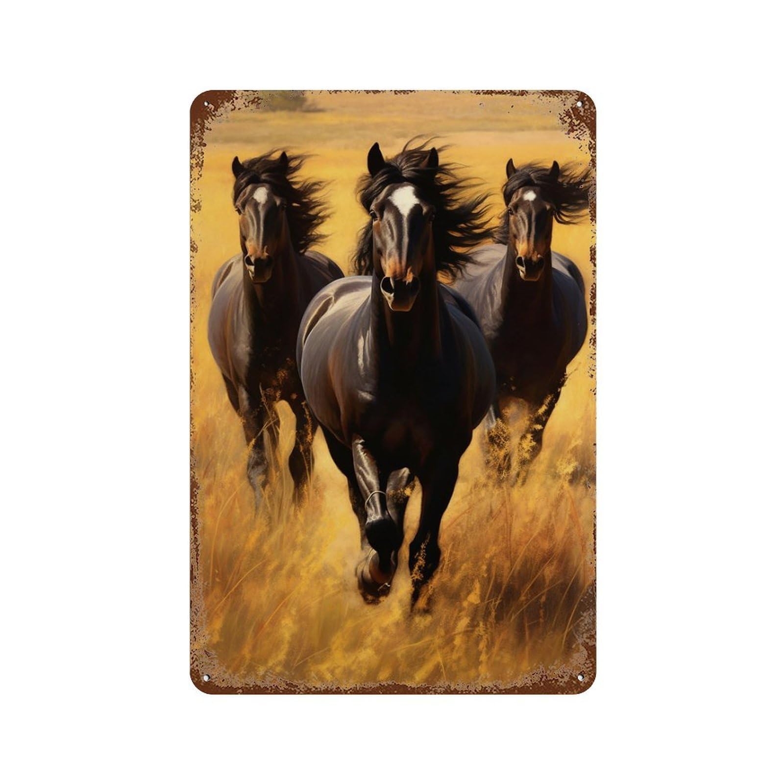 Wild Horses Running Retro Metal Sign 11.8"x7.9", Farmhouse Wall Decor for Garage, Pub Or Kitchen
