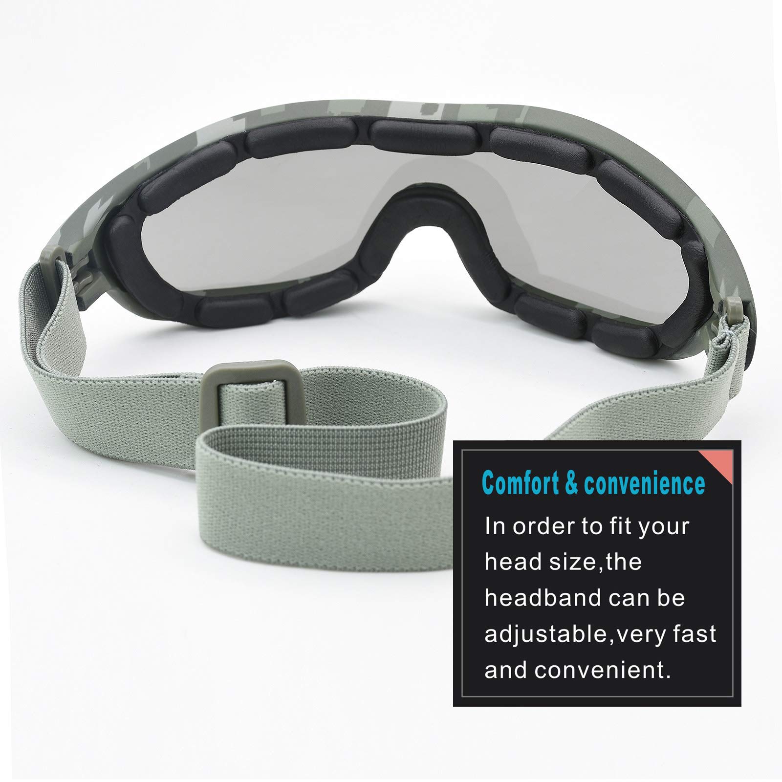 Viriber Gafas de motocicleta con protección UV para exteriores, gafas de combate a prueba de polvo