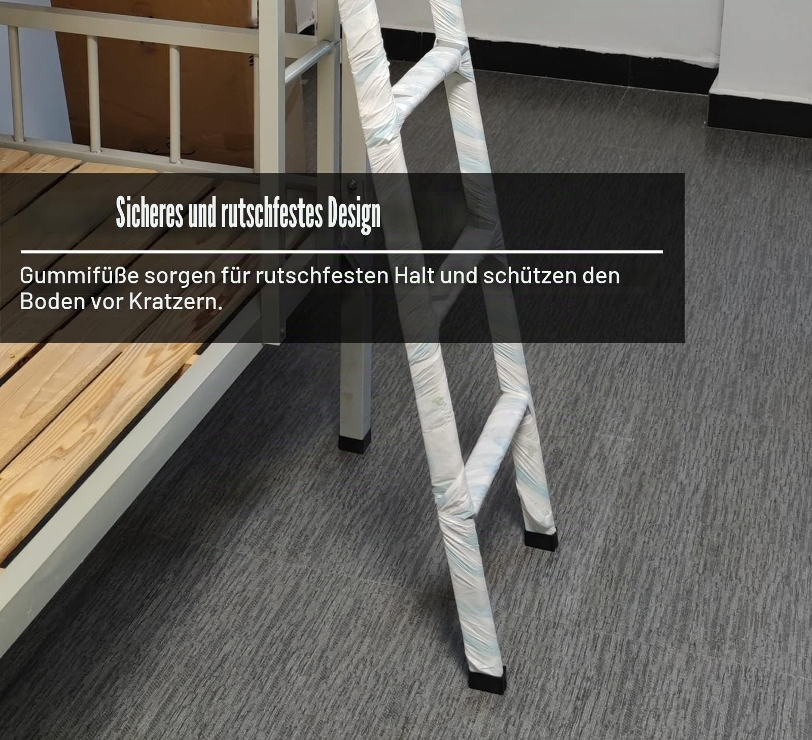 Hochbett Leiter Kurzer Ersatz für Wohnmobil-Kojenleiter, Etagenbettleiter aus Weißem Metall mit Haken, Verstellbare Aufstiegsleiter/ Doppelbettleitern Schlafsäle Auf Dem Bauernhof, 116/150cm ( Siz