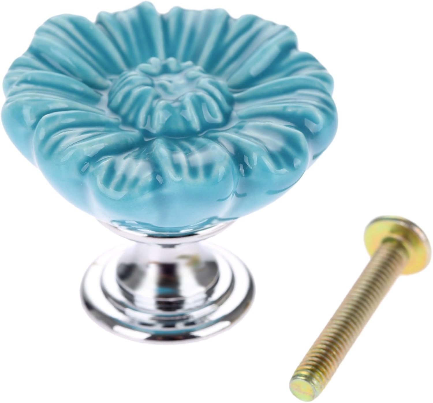 1Pc European Flower Furniture Door Pull Handle Ceramic+Zinc Alloy Child Room Cupboard Drawer Kitchen Cabinet Knobs and Handles - (Color: C)