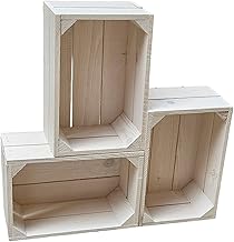 Teramico Vintage Holzkisten 40 x 30 x 25cm geflammt | Weinkisten & Obstkisten | Set-Angebote (3 x 30 x 20 x 15cm weiß)