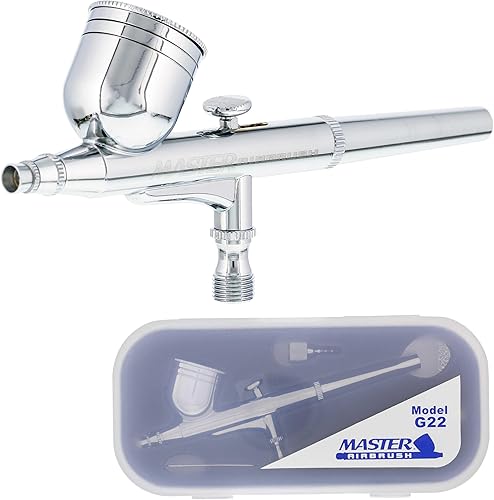 Master Airbrush Model G22 - Juego de aerógrafo multiusos de alimentación por gravedad de doble acción con una punta de 0.012 in y taza de líquido de