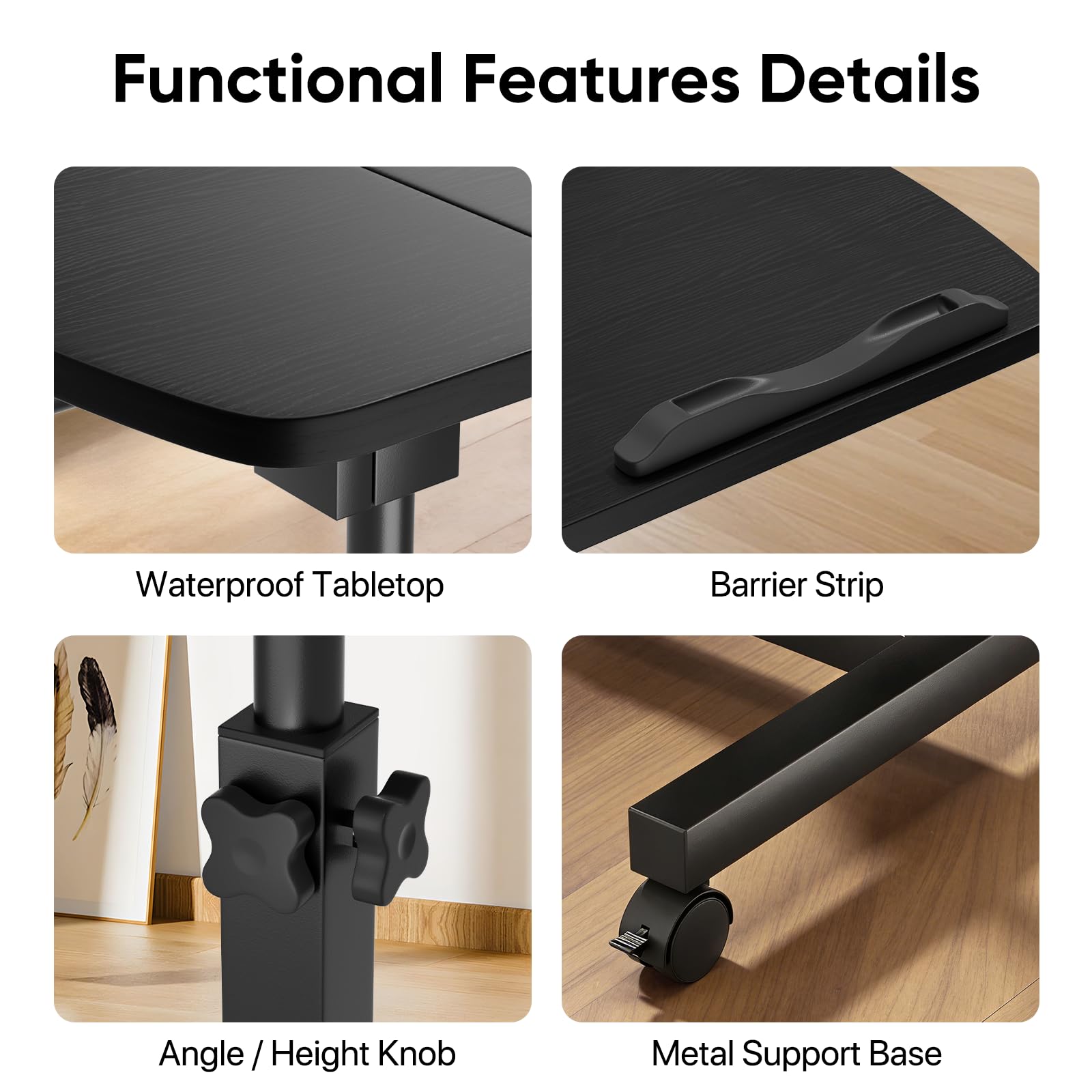 MoNiBloom Mobile Standing Desk Tilting Portable Height Adjustable Sit Stand Work Table Overbed Laptop Table Computer Cart with — view 8