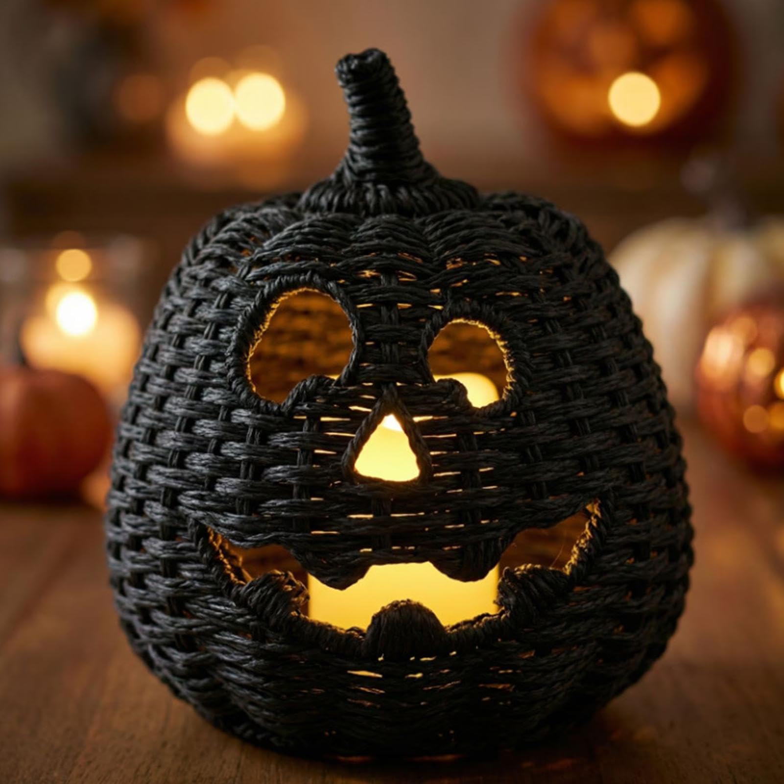Geflochtener Halloween-Kürbis LED-Kerze Halloween-Aufbewahrungsbox