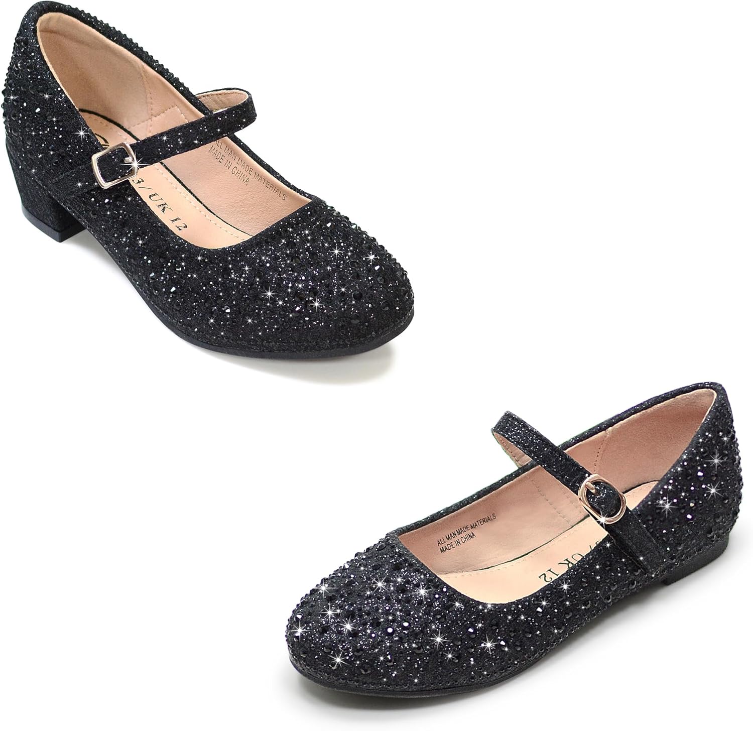 FLYFUPPY Girls Dress Shoes Sparkle Mary Jane Flats for School Wedding Party