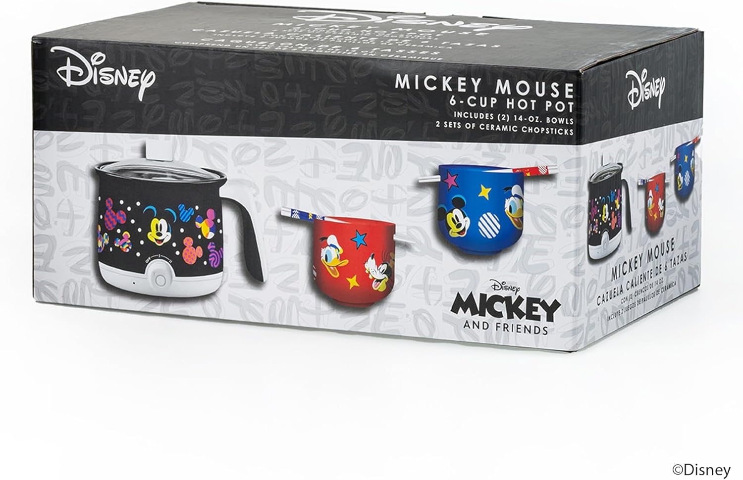 Uncanny Brands Disney Mickey Mouse Hot Pot with Ramen Bowls - Cook with Your Favorite Disney Character