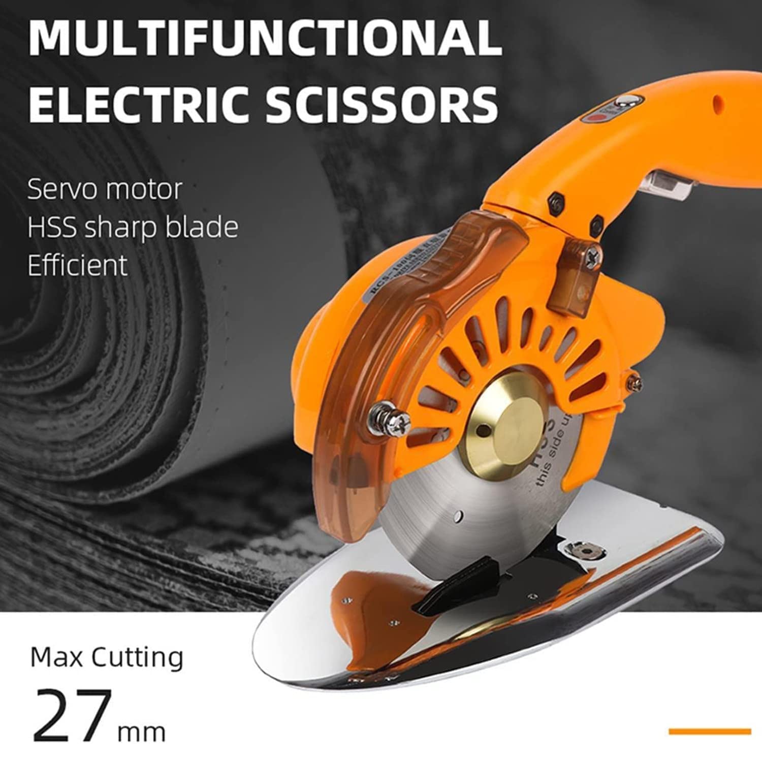 Cortadora rotativa de Tela eléctrica, Tijeras Ajustables, Cuchilla Redonda, máquina cortadora de Cuero, Adecuada con luz LED para Tela Multicapa, 125 °C de Espesor
