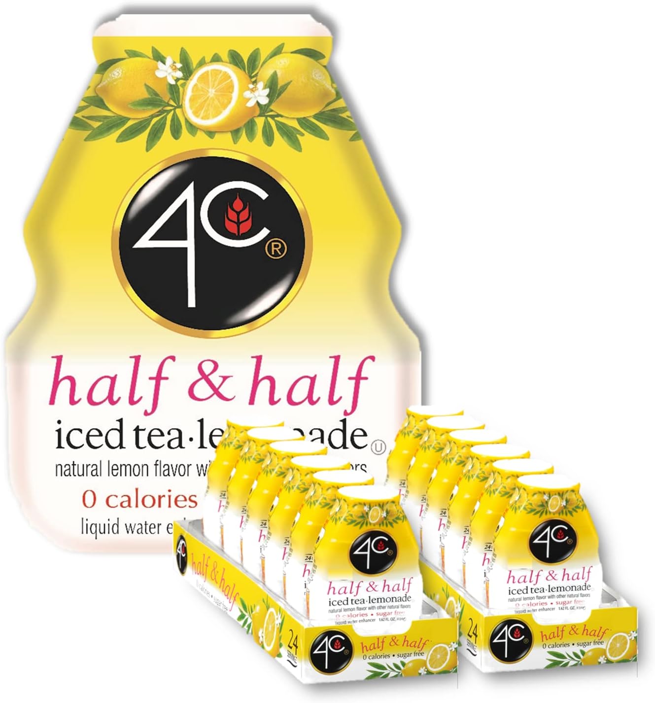 4C Sugar Free A Liquid Water Enhancer 12 Pack, Premium Natural Flavors, 0 Calories (Half & Half, 1.62 Ounce (Pack of 12))