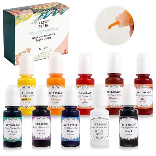 LET'S RESIN Opaque Resin Pigment,10 Colors Epoxy Resin Pigment Paste Each 0.35oz,High Pigmented Coloring Paste,Colorant for Epoxy Coloring,Jewelry,Molds