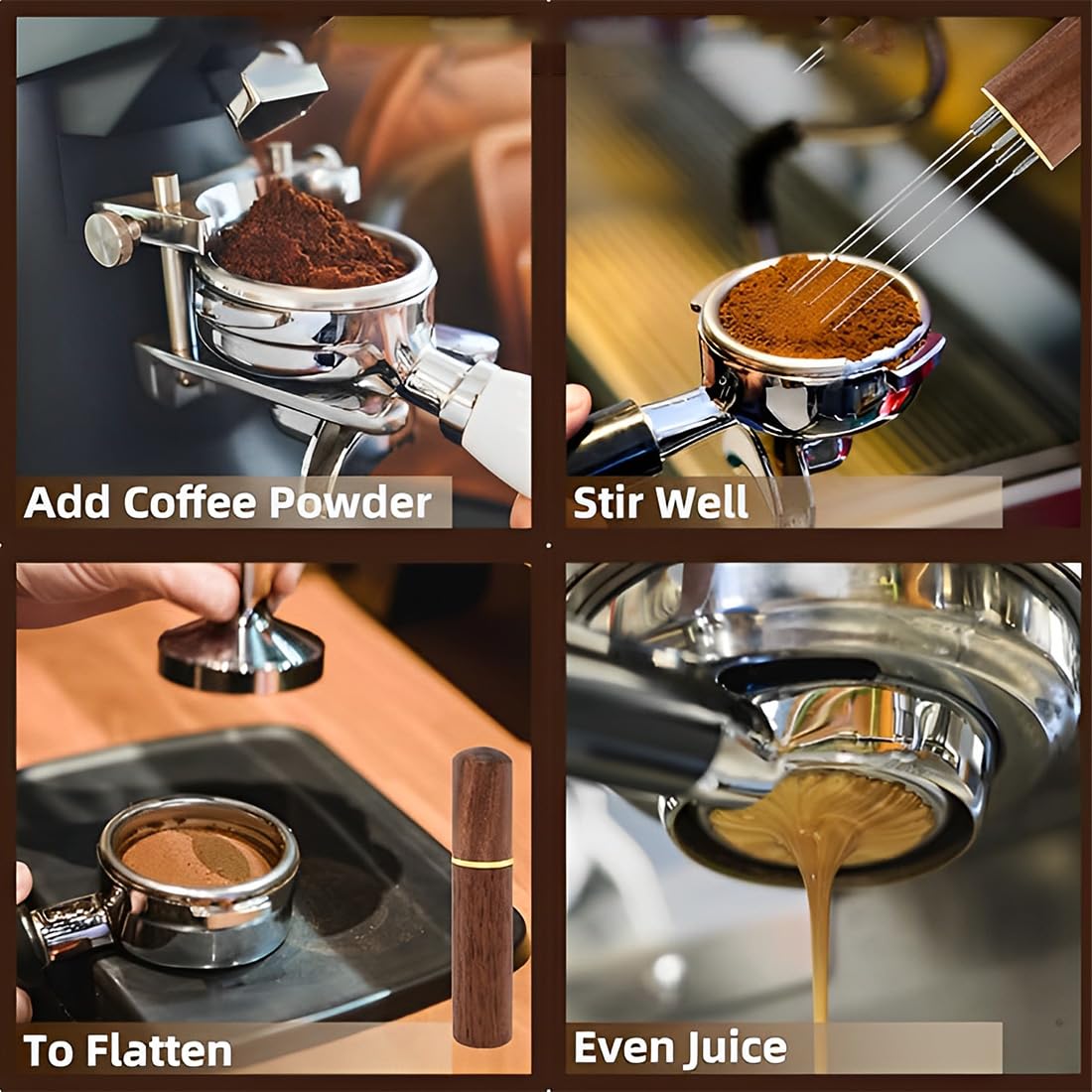 Distributore di Aghi per Caffè, WDT Tool Coffee, con 6 Aghi Sottili da 0,4 mm, Agitatore per Caffè Espresso in Legno, Espresso Strumento per Mescolareper Mescolare il Caffè