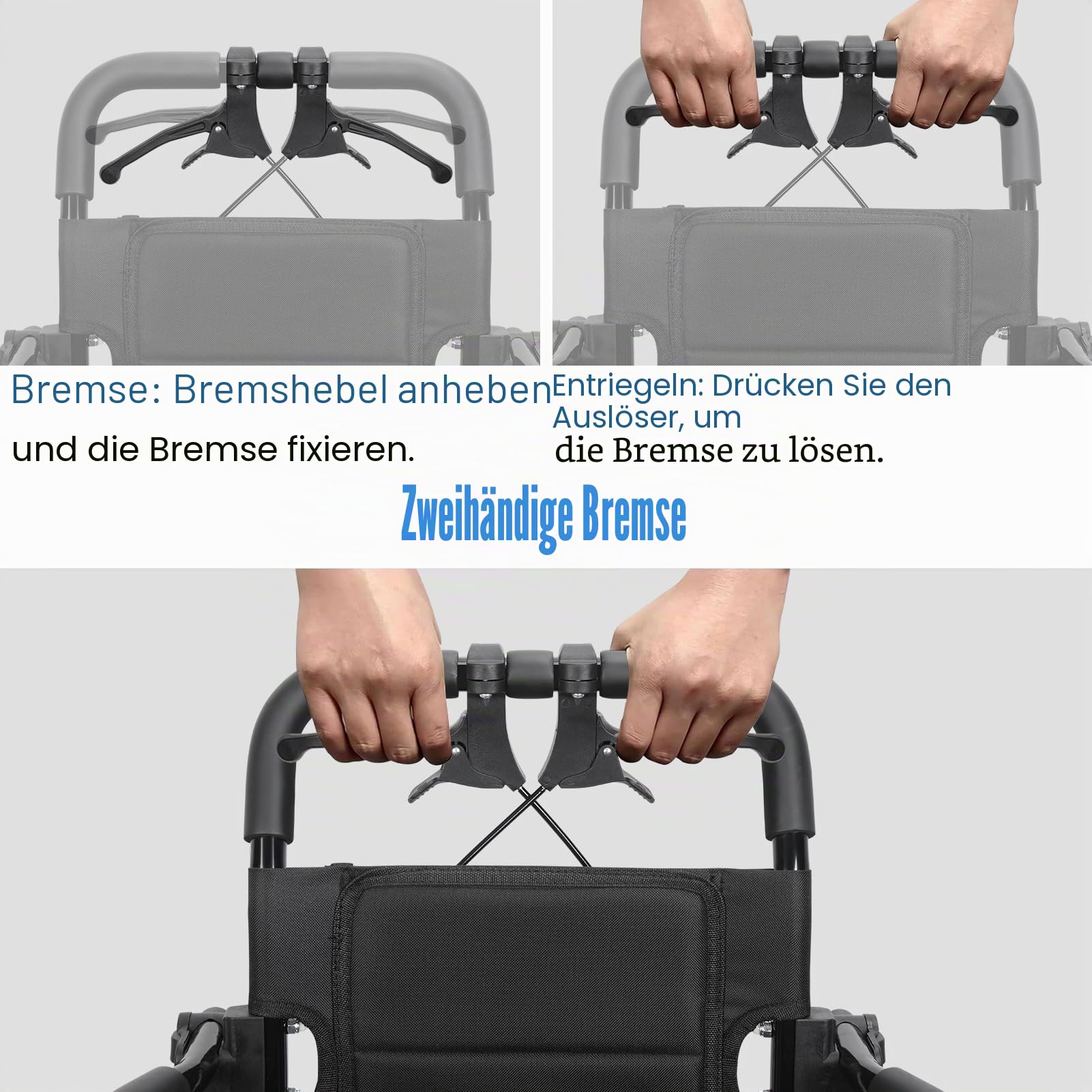 Faltbarer Rollstuhl, leicht, tragbar, Reisestuhl für Erwachsene, ergonomisches Design, Rollstuhl mit verstellbarem Sicherheitsgurt, PU-Räder für reibungsloses Fahren (Schwarz)