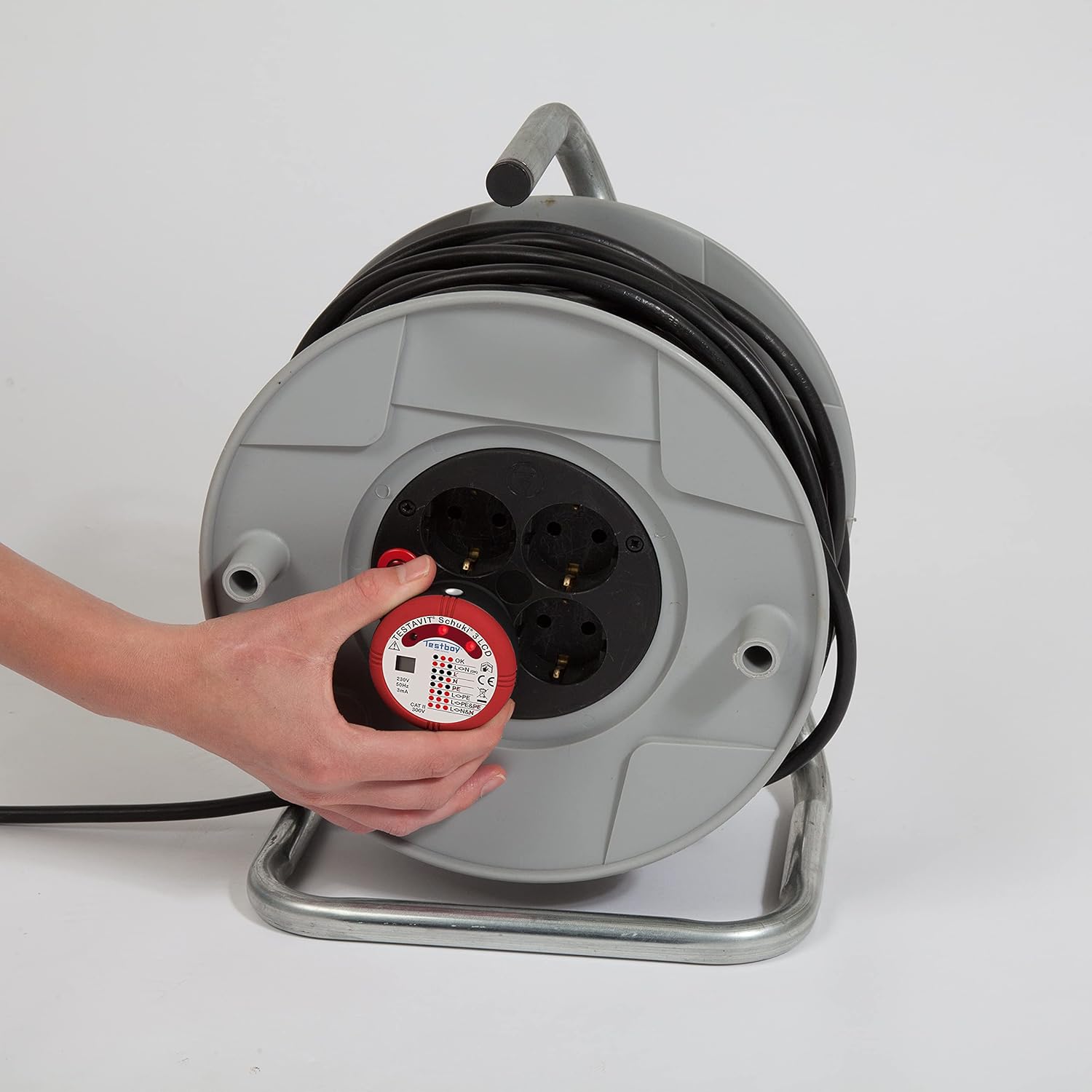 Testavit Schuki 3 LCD Socket Tester and Finger Contact for Checking The Protective Conductor Connection (LED Display, Safe Check), Red/Black