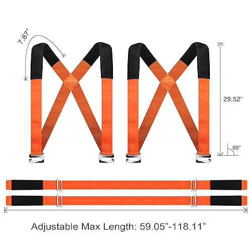 Miniatura 7 de HQQNUO Correas móviles, sistema de elevación y movimiento de hombros para 2 personas para electrodomésticos, muebles, colchones u objetos pesados de